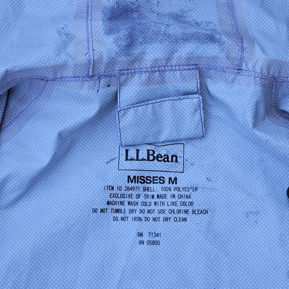 LL Bean Blue Hooded Raincoat Lightweight Outdoor Jacket Misses Womens Medium - Picture 12 of 16
